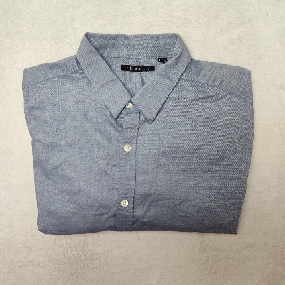 Theory Shirt Mens XL Blue Chambray Button Up Long Sleeve Zach Horton Dress Work
